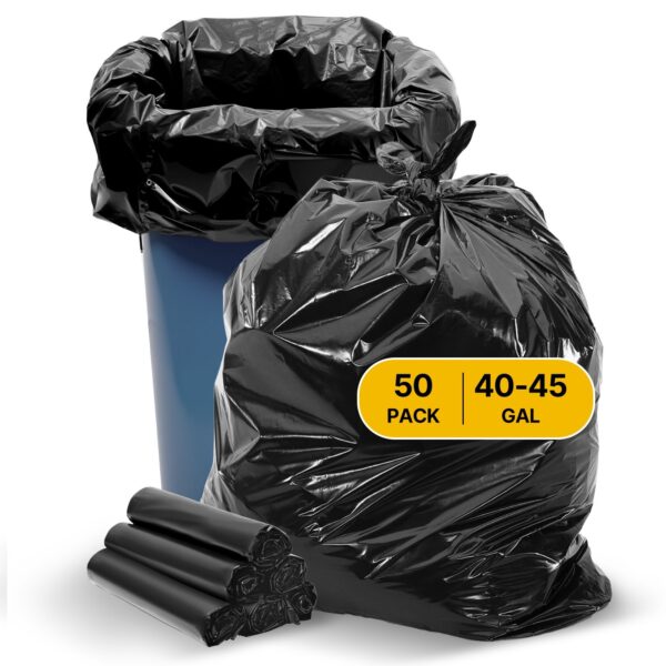 Contractor Trash Bags, 40-45 Gallon Heavy Duty Contractor Trash Bags, 1.7 MIL Thick Large Black Industrial Garbage Bag, Big Garbage Bag  , For Commercial, Household And Industrial Use - Image 4