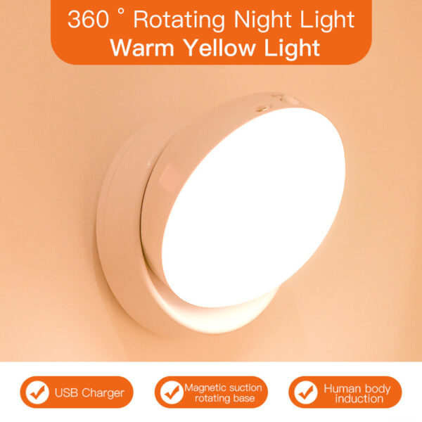 Rotating Human Body Sensor Light Corridor Garage Light Wardrobe Light Motion Sensor Night Light - Image 8
