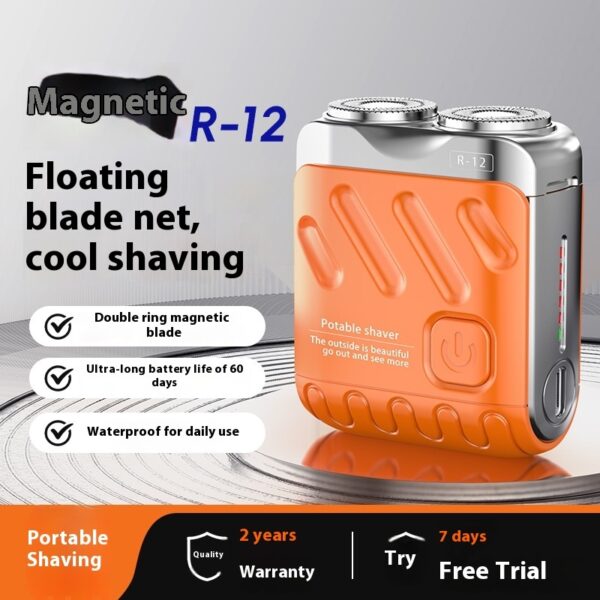 Portable Rotary Dual Ring Electric Shaver Men Travel Mini Shaver Double Floating Magnetic Blade Head Rechargeable Pocket Razors - Image 4