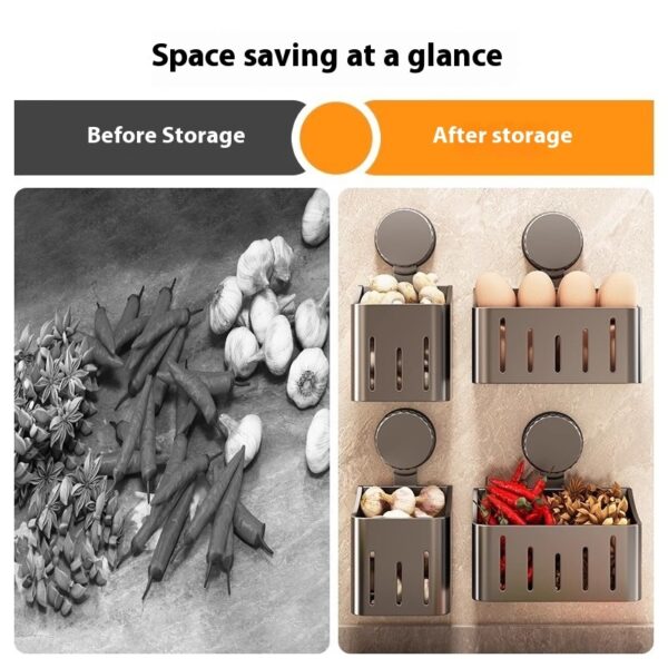 Onion, Ginger And Garlic Storage Box Wall-mounted Suction Cup Storage Rack - Image 4