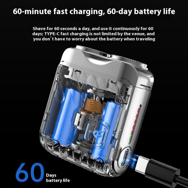 Portable Rotary Dual Ring Electric Shaver Men Travel Mini Shaver Double Floating Magnetic Blade Head Rechargeable Pocket Razors - Image 6