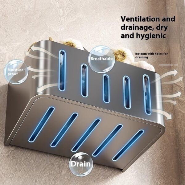Onion, Ginger And Garlic Storage Box Wall-mounted Suction Cup Storage Rack - Image 2