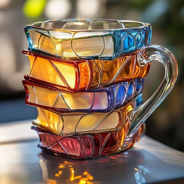 Painted Book Coffee Cup Unique Book Stacking Coffee Cup - Image 3