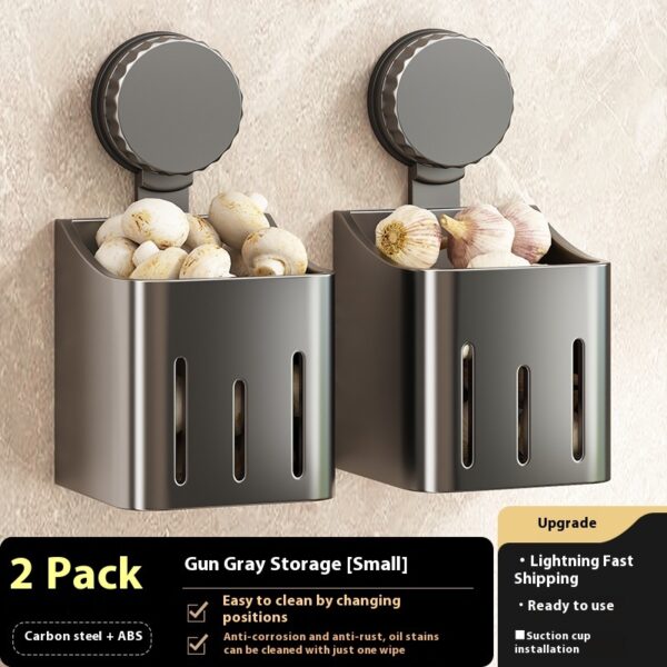 Onion, Ginger And Garlic Storage Box Wall-mounted Suction Cup Storage Rack - Image 8