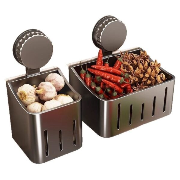 Onion, Ginger And Garlic Storage Box Wall-mounted Suction Cup Storage Rack - Image 5