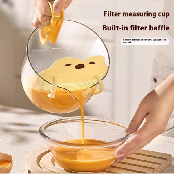 Cartoon Filter Measuring Cup With Scale Food Grade Multifunctional Egg Beater - Image 2